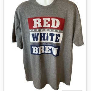 2X grey shirt patriotic beer 4th of July shirt